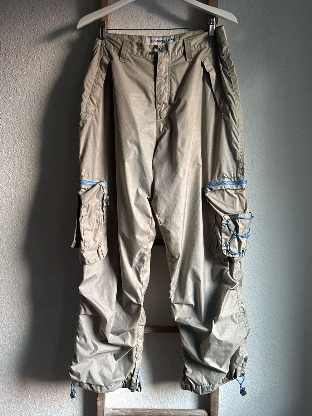 Anchor Blue Baggy Technical Cargo Pants - Grey/Blue Mens Sz: 32x30